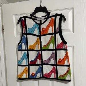 Marisa Christina Black and White Sweater vest with Colorful High Heel 👠Design